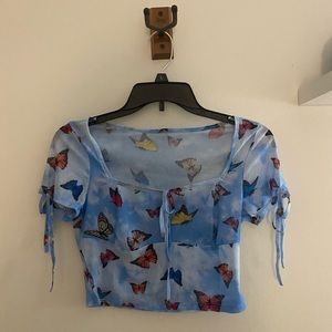 Butterfly Sheer Crop Top